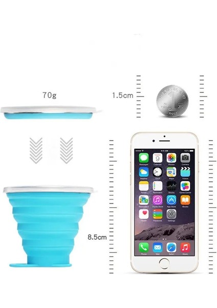 Açık Gri 270ML 270ML Katlanır Gıda Sınıfı Su Bardağı Seyahat Silikon Geri Çekilebilir Katlanır Su Bardağı Renkli Taşınabilir Açık Kahve Gargara Bardağı (Yurt Dışından)