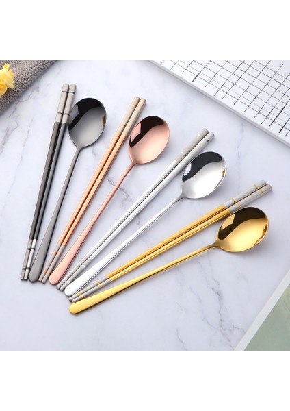 1 Takım 1/4 Takım Kore Çubuklarını Kaşık Paslanmaz Çelik Yetişkin Çatal Bıçak Takımı Suşi Kaymaz Uzun Saplı Çubuklarını Yemek Kaşığı Seti Araçları (Yurt Dışından) fiyatları