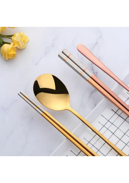 1 Takım 1/4 Takım Kore Çubuklarını Kaşık Paslanmaz Çelik Yetişkin Çatal Bıçak Takımı Suşi Kaymaz Uzun Saplı Çubuklarını Yemek Kaşığı Seti Araçları (Yurt Dışından) modelleri