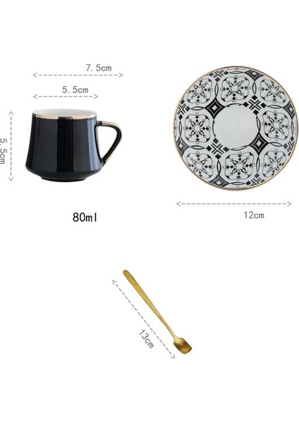 C Eworld 80ML Türk Espresso Kahve Fincan Tabağı ile Seramik Fincan Seti Siyah Çay Kahve Mutfak Parti Içecek Ev Dekorasyon (Yurt Dışından)