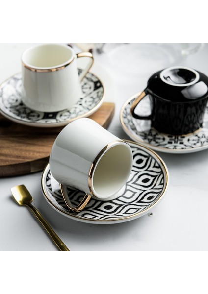 C Eworld 80ML Türk Espresso Kahve Fincan Tabağı ile Seramik Fincan Seti Siyah Çay Kahve Mutfak Parti Içecek Ev Dekorasyon (Yurt Dışından)