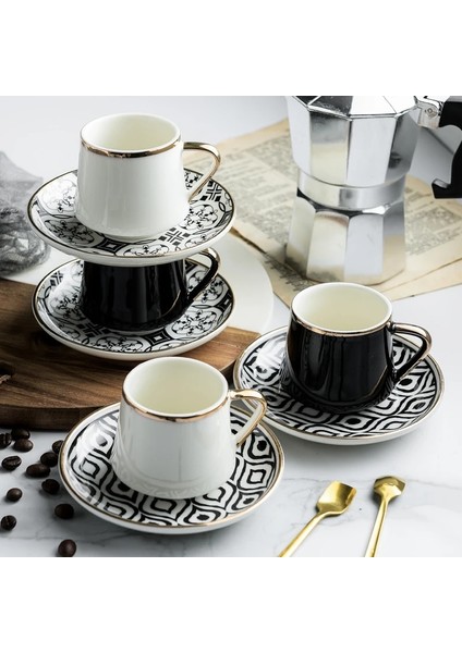 C Eworld 80ML Türk Espresso Kahve Fincan Tabağı ile Seramik Fincan Seti Siyah Çay Kahve Mutfak Parti Içecek Ev Dekorasyon (Yurt Dışından)