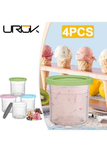 Mavi 1 Adet Urijk 4 Adet Dondurma Pint Bardak Ninja Için NC299AM C300S Serisi Yeniden Kullanılabilir Buz Yoğurt Kabı Saklama Kavanozu ile Sızdırmazlık Kapaklı (Yurt Dışından)