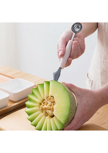 Pembe Mutfak Aksesuarları Çift Kafalı Paslanmaz Çelik Oyma Bıçağı Meyve Karpuz Dondurma Balye Kepçe Yığınları Kaşık Ev Gadget'lar (Yurt Dışından) modelleri