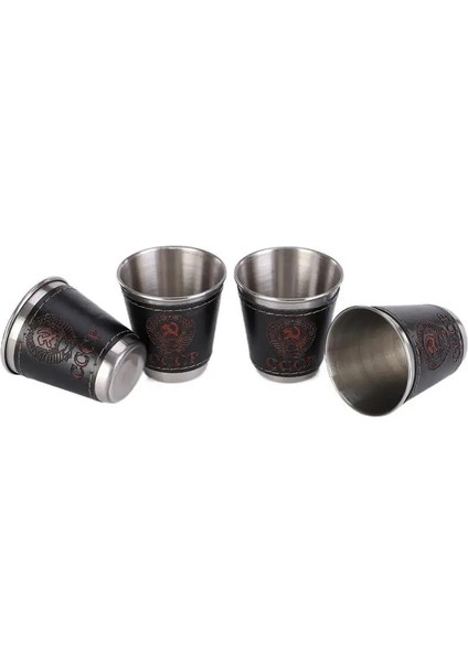 1oz No Lether 1/2oz Paslanmaz Çelik Şarap Bardakları Siyah Deri Taşıma Çantası ile Açık Kamp Rusya Cccp Viski Alkol Atış Cep Şişesi Bardak (Yurt Dışından) fırsatları