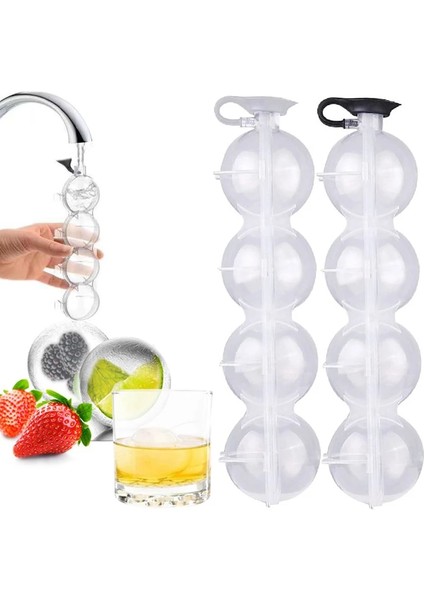 Turuncu 5X5X5 cm 4 Delik Buz Küpü Makinesi Yuvarlak Buz Hokeyi Kalıp Viski Kokteyl Votka Topu Buz Kalıp Bar Parti Mutfak Buz Kutusu Dondurma Yapma Makinesi Aracı (Yurt Dışından)