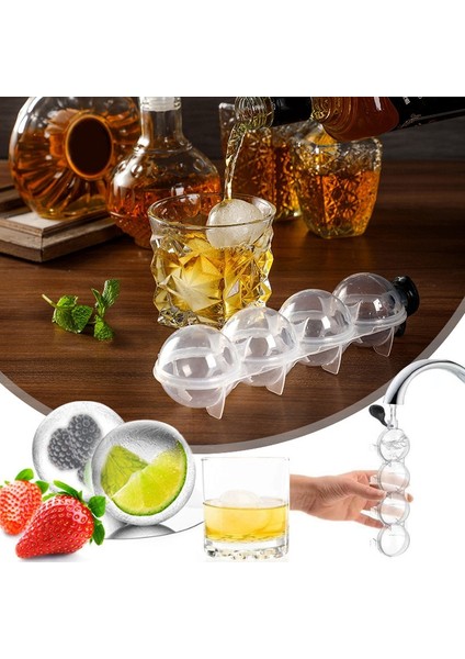 Turuncu 5X5X5 cm 4 Delik Buz Küpü Makinesi Yuvarlak Buz Hokeyi Kalıp Viski Kokteyl Votka Topu Buz Kalıp Bar Parti Mutfak Buz Kutusu Dondurma Yapma Makinesi Aracı (Yurt Dışından)