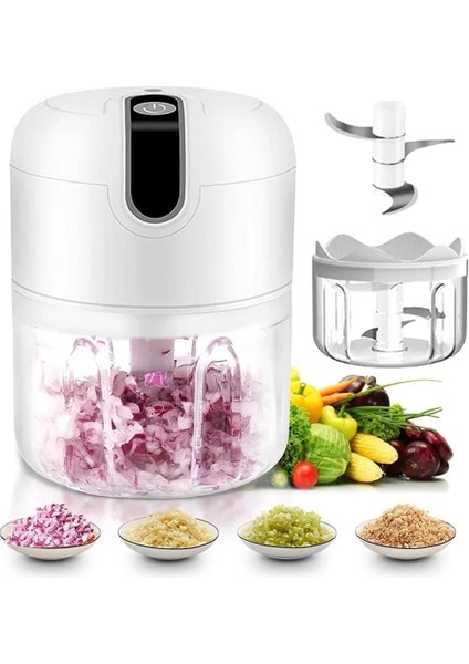 Mavi Akıllı Elektrikli Sarımsak Kıyıcı 250 ml Kablosuz Mini Ezici Basın Kıyıcı Doğrama ve Dilimleme Için Soğan Zencefil Sebzeler Baharat Bebek (Yurt Dışından)