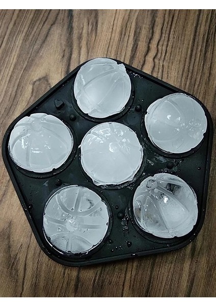 Huni ile Turuncu Silikon Basketbol Buz Kalıbı 6 Delikli Jöle Yapımı Kalıp Dayanıklı 3D Buz Küpü Tepsi Viski Makinesi Gıda Sınıfı Buz Kutusu Mutfak Aracı (Yurt Dışından) fiyatları