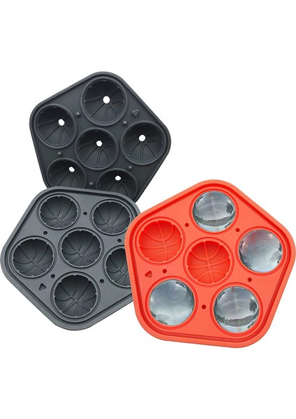 Huni ile Turuncu Silikon Basketbol Buz Kalıbı 6 Delikli Jöle Yapımı Kalıp Dayanıklı 3D Buz Küpü Tepsi Viski Makinesi Gıda Sınıfı Buz Kutusu Mutfak Aracı (Yurt Dışından) fırsatları
