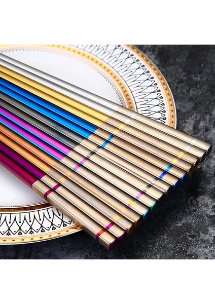 Siyah Zollor Renk Çin Yemek Çubukları Ev Yüksek Sıcaklık Sterilize Edilebilir Kaymaz Paslanmaz Çelik Yemek Çubukları Mutfak Aksesuarları (Yurt Dışından) modelleri