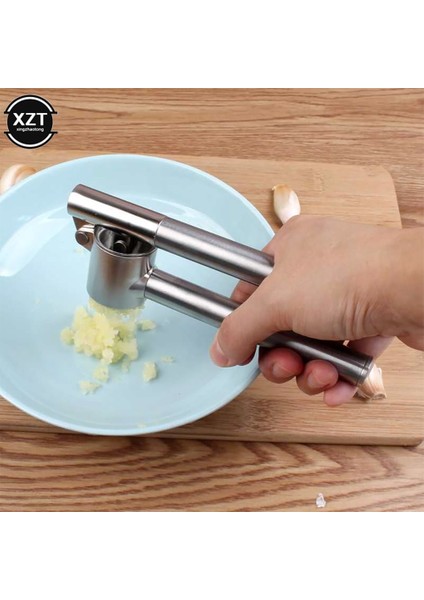 Gümüş Ev Sarımsak Presi 304 Paslanmaz Çelik El Preslenmiş Zencefil Presi Sarımsak Püresi Sarımsak Artefakt Patates Ezici (Yurt Dışından)