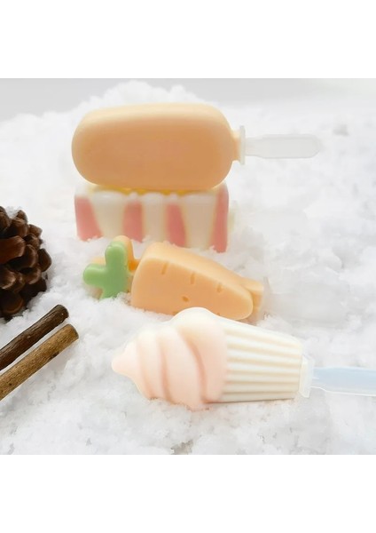 Mor-Havuç Sevimli Karikatür Silikon Dondurma Kalıp Kapaklı Popsicle Kalıp Buz Küpü Makinesi Buz Tepsisi Kalıp Yaz Dondurma Yapma Makinesi (Yurt Dışından)