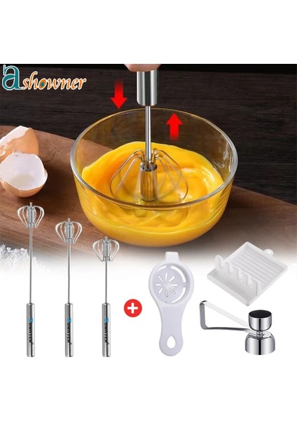 Set 5 Yarı Otomatik Yumurta Çırpıcı 304 Paslanmaz Çelik Yumurta Çırpma Manuel El Mikser Kendiliğinden Dönen Yumurta Karıştırıcı Mutfak Aksesuarları Yumurta Araçları (Yurt Dışından)
