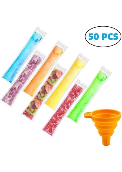 50 Adet Tek Kullanımlık Buz Popsicle Kalıp Çanta Bpa Ücretsiz Dondurucu Tüpler Fermuarlı Mühürler Yoğurt Çubukları Meyve Suyu Meyve Smoothies Buz Şeker Pops (Yurt Dışından)