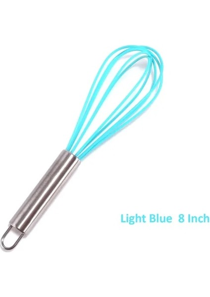 Açık Mavi 8 Inç 1 Adet Manuel Yumurta Çırpıcı Paslanmaz Çelik Silikon Balon Çırpma Krem Mikser Karıştırma Karıştırma Çırpma Balon Bobin Tarzı Yumurta Araçları (Yurt Dışından)