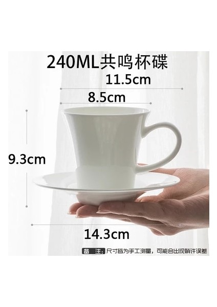 06 Saf Beyaz Kemik Çini Kahve Çay Bardağı ve Tabak Seti Basit Nodik Tasarım 200ML 150ML 250ML (Yurt Dışından)