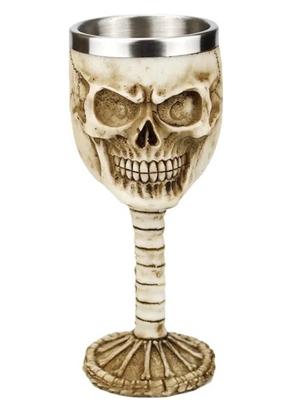 D Kafatası Şekli Reçine Paslanmaz Çelik Yenilik Tatil Dekorasyonu ile Cadılar Bayramı Kadehi (Yurt Dışından)