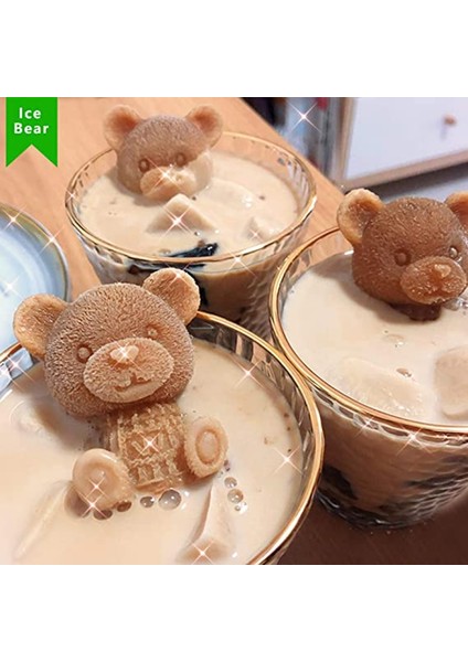 Küçük Güller-1pcs Silikon Kalıp Ayı Şekli Buz Küpü Makinesi Çikolatalı Kek Kalıp Şeker Hamur Kalıp Kahve Süt Çay Viski Buz Kalıp (Yurt Dışından)