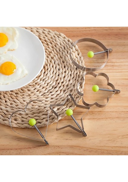 Yıldız Paslanmaz Çelik Omlet Kalıp Eserdir Kızarmış Yumurta Dıy Modeli Omlet Aşk Kalp Şekli Haşlanmış Yumurta Pirinç Topu Aşındırıcı Seti (Yurt Dışından)
