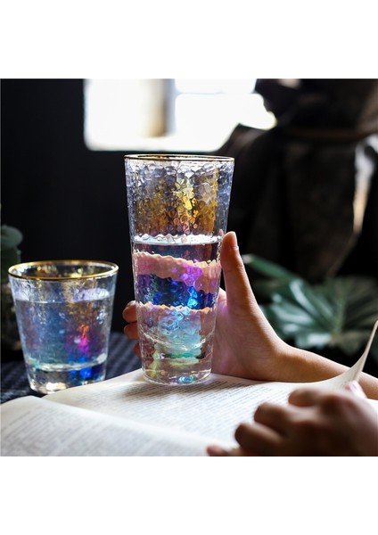 Lowball Altın Kenar L 301-400ML Isıya Dayanıklı Gökkuşağı Kristal Cam Renkli Çekiç Kaplama Highball Bira Bardağı Iyon Kaplama Şarap Kokteyl Cam Kupa Kahve Fincanı (Yurt Dışından) fiyatları