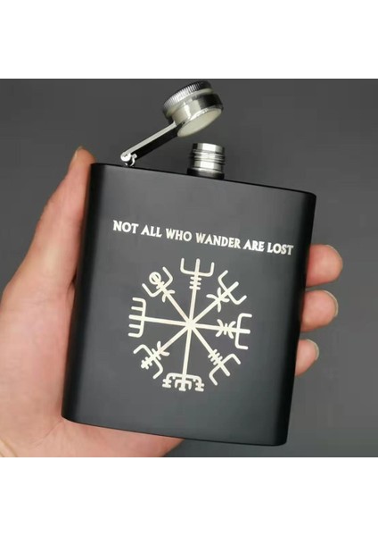 VK02 6oz Çeliksiz Cep Şişesi Cep Taşınabilir Şişe, Şarap / Alkol Için Vegvisir Viking'den Esinlenilmiştir (Yurt Dışından) fırsatları