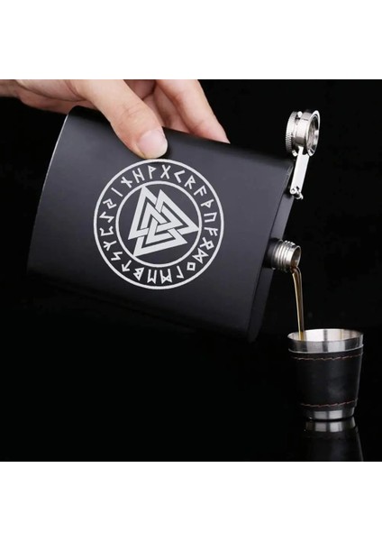 VK02 6oz Çeliksiz Cep Şişesi Cep Taşınabilir Şişe, Şarap / Alkol Için Vegvisir Viking'den Esinlenilmiştir (Yurt Dışından) indirimleri