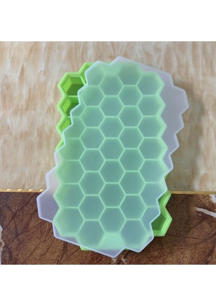 Yeşil Kapaklı Silikon Petek Hareketli 37 Buzluk, Çıkarılabilir Kapaklı Silikon Buz Küpü Kalıbı, Bpa Içermez (Yurt Dışından)