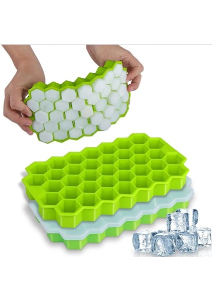 Yeşil Kapaklı Silikon Petek Hareketli 37 Buzluk, Çıkarılabilir Kapaklı Silikon Buz Küpü Kalıbı, Bpa Içermez (Yurt Dışından) fiyatları
