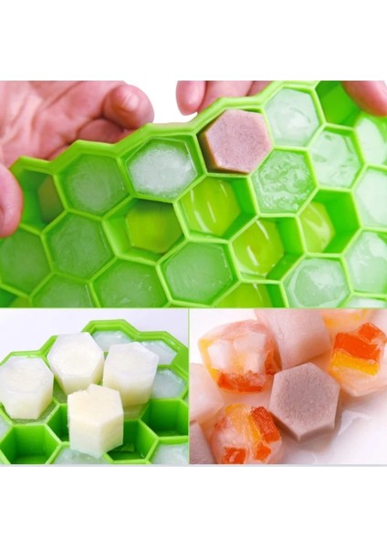 Yeşil Kapaklı Silikon Petek Hareketli 37 Buzluk, Çıkarılabilir Kapaklı Silikon Buz Küpü Kalıbı, Bpa Içermez (Yurt Dışından) fırsatları