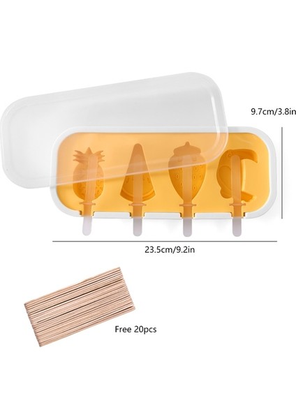 B 20 Sopa ile Faıs Du Kapaklı ve Çubuklu Silikon Dondurma Kalıbı Yeniden Kullanılabilir Dıy Ev Yapımı Sevimli Karikatür Buz Yapıcı Popsicle Kalıp Mutfak Aracı (Yurt Dışından)
