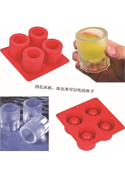 C5 Dıy Buz Izgarası Silikon Buz Izgarası Kalıp Dört Delikli Buz Bardağı Silikon Buz Kalıp Amerikan Kahve Buz Kutusu Buz Yapıcı (Yurt Dışından) fırsatları