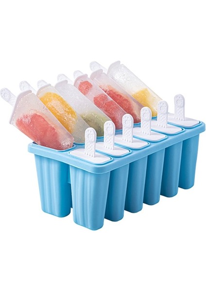 12 Izgaralar Mavi 4/6/10/12 Hücreler Buz Kutusu Silikon Dondurma Kalıp Yeniden Kullanılabilir Popsicle Kalıp Dıy Ev Yapımı Tatlı Dondurucu Meyve Suyu Buz Pop Maker (Yurt Dışından)
