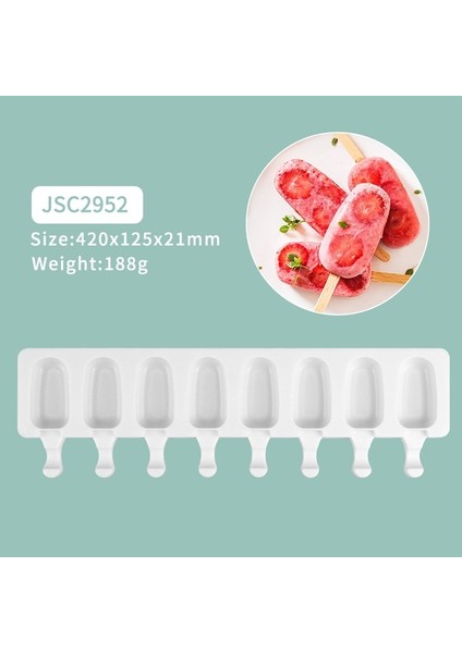 183 Sılıkolove 8 Kavite Dondurma Kalıbı Silikon Popsicle Kalıpları Çikolatalı Sandviç Dondurma Tepsisi Dondurma Çubukları (Yurt Dışından)