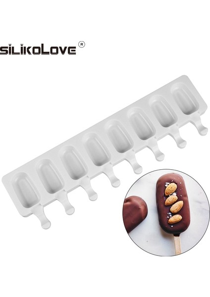 183 Sılıkolove 8 Kavite Dondurma Kalıbı Silikon Popsicle Kalıpları Çikolatalı Sandviç Dondurma Tepsisi Dondurma Çubukları (Yurt Dışından) modelleri