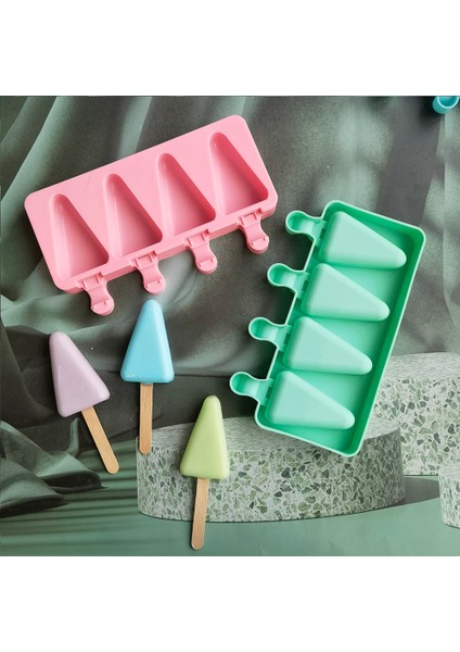 011 Pembe Silikon Üçgen Dondurma Kalıp Dıy Çikolata Tatlı Popsicle Kalıpları Tepsi Buz Küpü Makinesi Ev Yapımı Araçları Yaz Parti Malzemeleri (Yurt Dışından) fiyatları