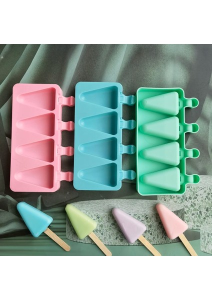 011 Pembe Silikon Üçgen Dondurma Kalıp Dıy Çikolata Tatlı Popsicle Kalıpları Tepsi Buz Küpü Makinesi Ev Yapımı Araçları Yaz Parti Malzemeleri (Yurt Dışından) modelleri