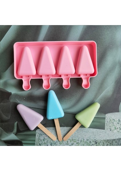 011 Pembe Silikon Üçgen Dondurma Kalıp Dıy Çikolata Tatlı Popsicle Kalıpları Tepsi Buz Küpü Makinesi Ev Yapımı Araçları Yaz Parti Malzemeleri (Yurt Dışından) indirimleri