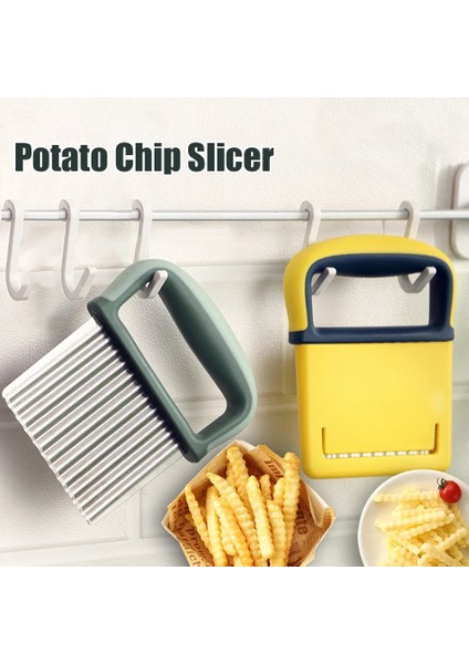Yeşil Paslanmaz Çelik Patates Cipsi Dilimleyici Sebze Dalgalı Dilimleme Bıçağı Patates Kesici Kıyıcı Ev Mutfak Fransız Kızartma Makinesi Fırın Gadget (Yurt Dışından)