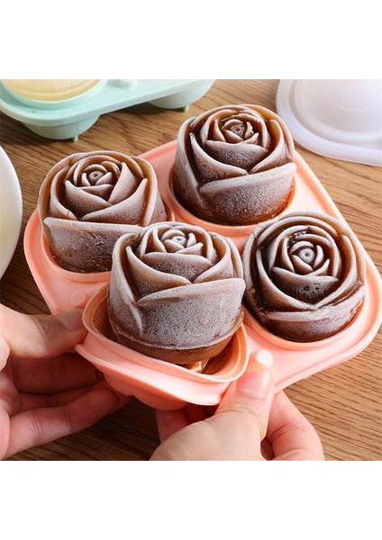 4 Delikli Gül Pembe Kapaklı Buz Küpü Için Silikon Kalıplar 4 Delikli Gül Çiçek Şekli Yeniden Kullanılabilir Buz Küpü Tepsisi Mutfak Aksesuarları Dondurma Makinesi Aracı (Yurt Dışından) fiyatları