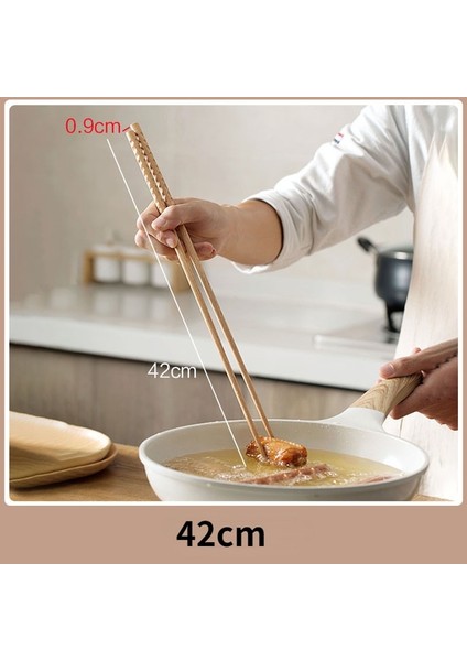 42 cm Japon Ekstra Uzun Ahşap Çubuklarını Cilalı Kayın Ağacı Kızartılmış Gıda Şehriye Kaymaz Çubuklarını Mutfak Pişirme Araçları (Yurt Dışından)