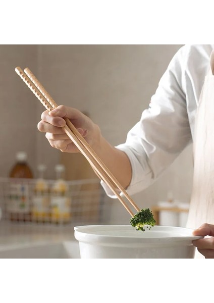 42 cm Japon Ekstra Uzun Ahşap Çubuklarını Cilalı Kayın Ağacı Kızartılmış Gıda Şehriye Kaymaz Çubuklarını Mutfak Pişirme Araçları (Yurt Dışından) modelleri