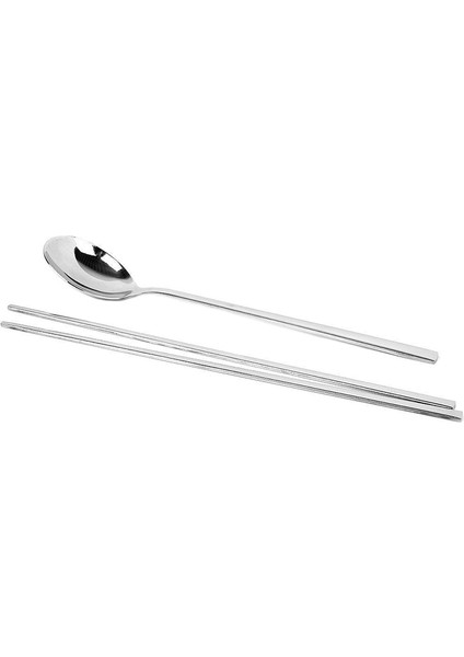 Gümüş Çin Tarzı Düz Metal Çubuklar Yeniden Kullanılabilir Kaşık Sopalarla Yemek Çubukları Yemek Seti Çelik (Yurt Dışından) modelleri