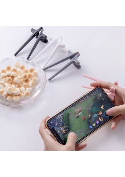 Gri Tembel Yardımcısı Klip Aperatifler Kirli Değil El Serbest Eller Snack Yemek Çubukları Oyun Oyna Parmak Yemek Çubukları Telefon Aksesuarı Mutfak Aracı (Yurt Dışından) modelleri