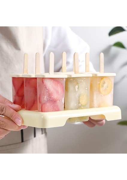 Kırmızı Dikey Dondurma Modeli Dıy Dondurma Makinesi Ev Yapımı Buz Kutusu Plastik Çubuklarla 9 Buz-Lolly Kalıp Buz Küpü Tepsi Mutfak Gad (Yurt Dışından)