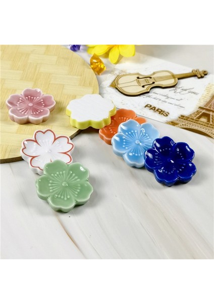 Sarı Seramik Sakura Çiçeği Çubuklarını Tutucu Çiçek Çubuklarını Yastık Japon Çubuklarını Dinlenme Standı Mutfak Sofra Yemek Dekor (Yurt Dışından)