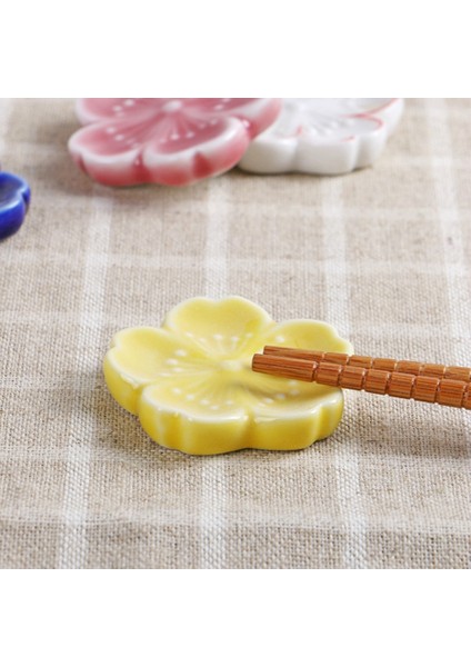 Sarı Seramik Sakura Çiçeği Çubuklarını Tutucu Çiçek Çubuklarını Yastık Japon Çubuklarını Dinlenme Standı Mutfak Sofra Yemek Dekor (Yurt Dışından)