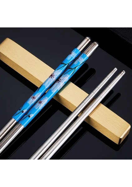 B Paslanmaz Çelik Çubuklarını Taşınabilir Kaymaz Gıda Çubukları Sofra Porselen Desenler Çin Çubuklarını Sofra Mutfak Aletleri (Yurt Dışından)