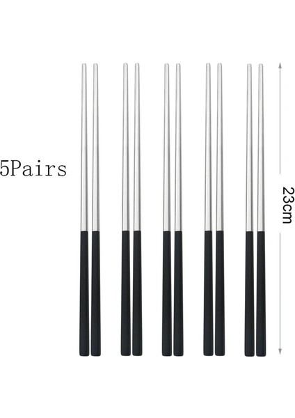 Siyah Gümüş Gül 5 Çift Paslanmaz Çelik Set 18/10 Çubuklarını Metal Çubuklarını Sofra Gümüş Altın Renkli Ev Partisi Festivali Malzemeleri (Yurt Dışından)
