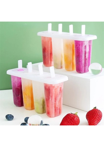 50 Adet-Çubuklar 4 Buz Popsicle Kalıp Seti Dondurma Kalıp Popsicle Dondurma Kalıp Buz Tepsisi Diy Dondurma Sopa ve Kapaklı Yeniden Kullanılabilir Mutfak Aletleri (Yurt Dışından)